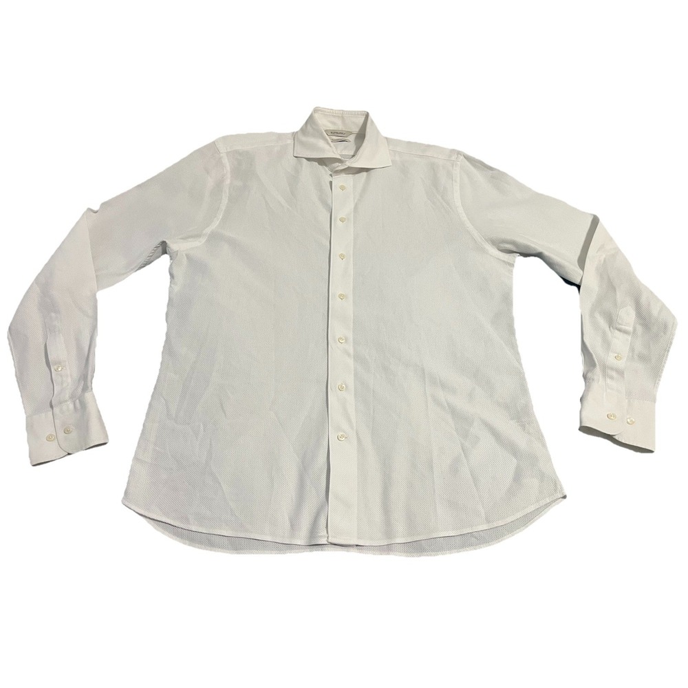 Suitsupply White Button-Up Shirt Two-Ply Cotton Tessitura Monti 16 41